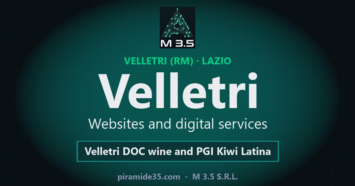 Velletri: websites and digital services — Velletri DOC wine and PGI Kiwi Latina