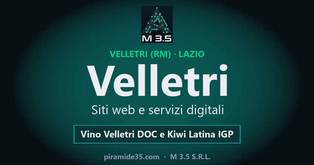 Velletri: siti web e servizi digitali — Vino Velletri DOC e Kiwi Latina IGP