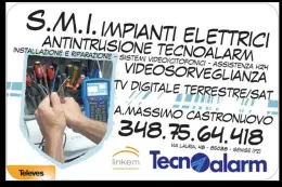 Original S.M.I. Impianti Elettrici flyer, with contact details and Tecnoalarm and Linkem logos