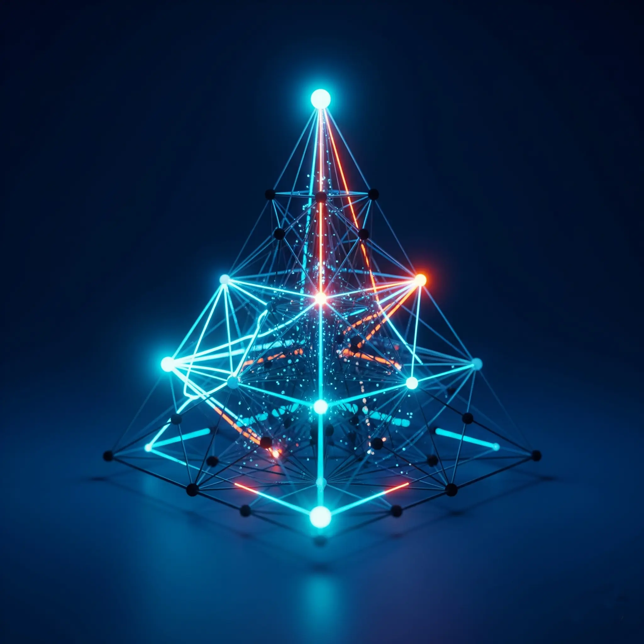 Un'immagine astratta che simboleggia il futuro e l'evoluzione della storia di Piramide 3.5.